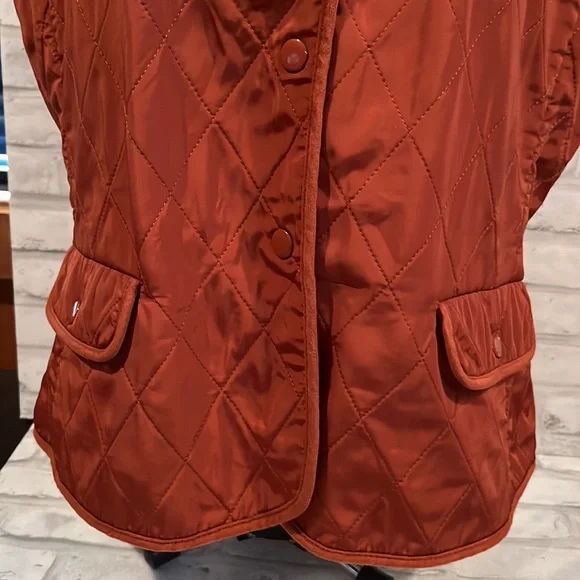 Talbots copper vest snaps pockets poly satin outer shell inside microfiber - Picture 2 of 11